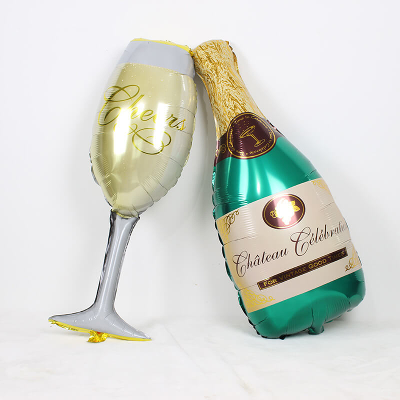 49pcs Happy Birthday Champagne Bottle Balloons Kits 30th Golden Birthday Decoration-ueventsupplies