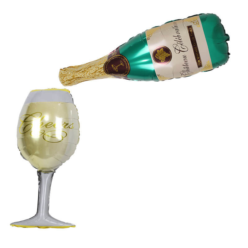 49pcs Happy Birthday Champagne Bottle Balloons Kits 30th Golden Birthday Decoration-ueventsupplies