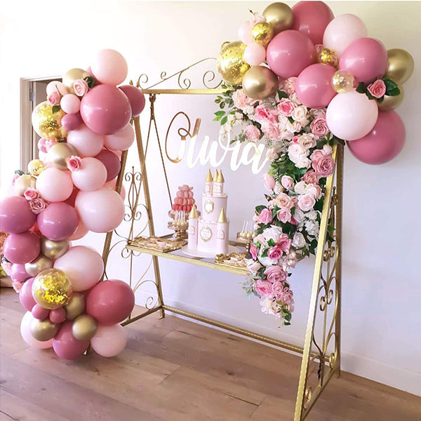Deep Pink and Gold Balloon Set for Wedding Birthday Baby Shower Party Decoration