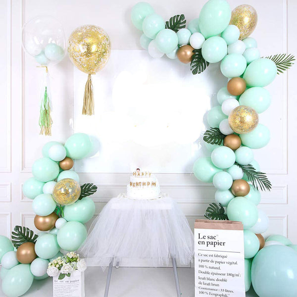 Light Blue and Gold Garland Balloon Kit for Baby Shower 1st Birthday Decoration