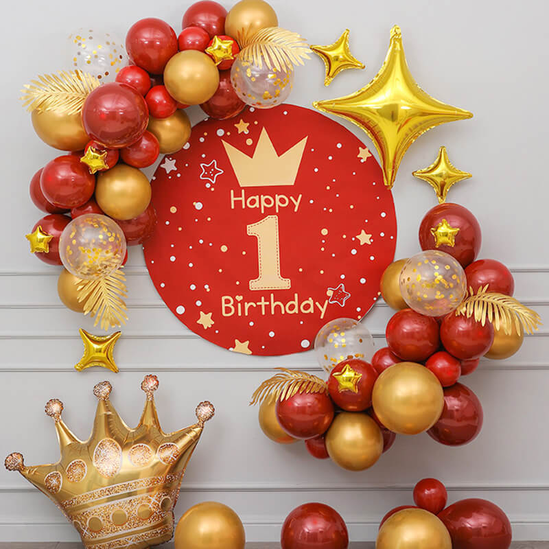 Ham Extractie cel Red and Gold Backdrop+Balloon Kit for Birthday Party Decoration