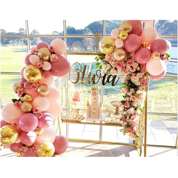 Deep Pink and Gold Balloon Set for Wedding Birthday Baby Shower Party Decoration