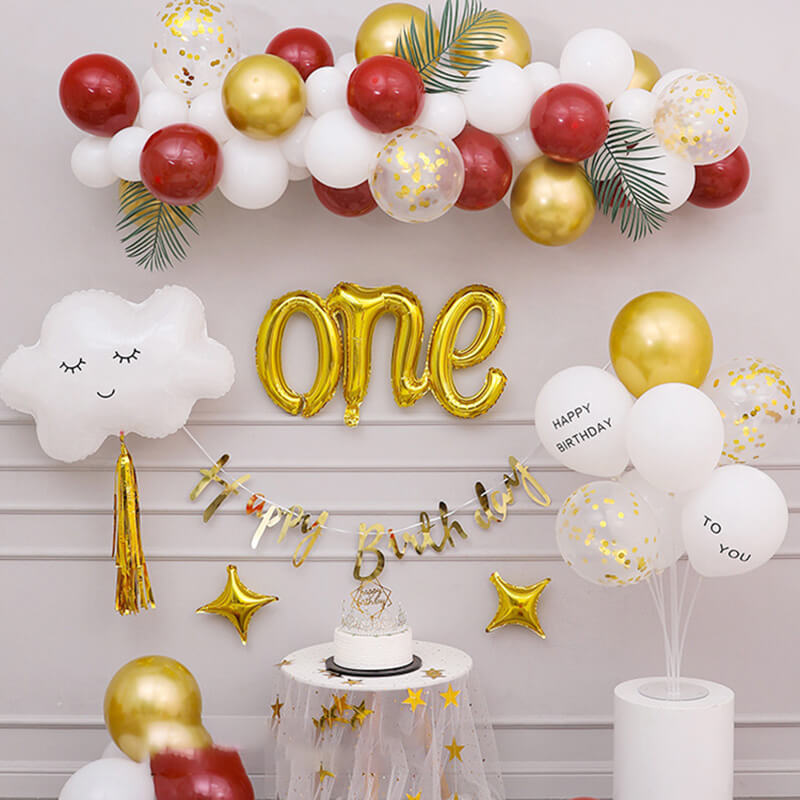 Red & Yellow Balloon Kit for Girl's First Birthday Party & Baby Shower