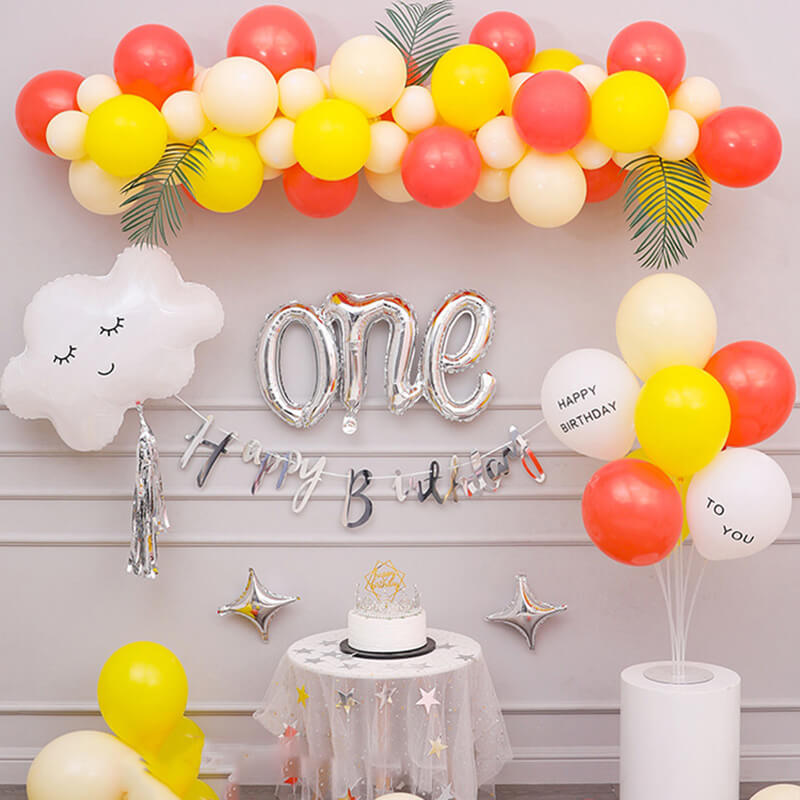 Red & Yellow Balloon Kit for Girl's First Birthday Party & Baby Shower
