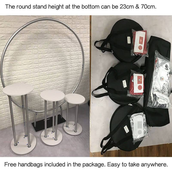5ft Round Circle Backdrop + Circle Stand + 3 Cylinders + 3 Pedestal Covers-ueventsupplies